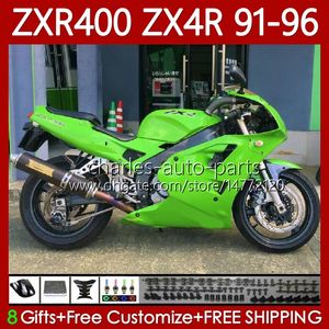 Kit de carrocería para KAWASAKI NINJA ZXR 400 CC ZX-4R ZXR400 91 92 93 94 95 96 Carenado 138No.17 ZX4R 400CC ZX 4R ZXR-400 Verde claro 1991 1992 1993 1994 1995 1996 ABS Carenados completos