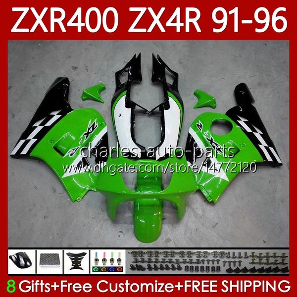 Kit carrosserie pour KAWASAKI NINJA ZXR 400 CC ZX-4R ZXR400 91 92 93 94 95 96 Cowling 138No.29 ZX4R 400CC ZX 4R ZXR-400 Stock vert 1991 1992 1993 1994 1995 1996 Carénages complets ABS