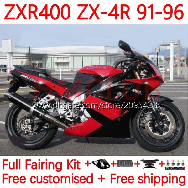 Kit de carrocería para KAWASAKI NINJA ZXR 400 CC ZX-4R ZXR400 91 92 93 94 95 96 Carenado 19No.14 ZX4R 400CC ZX 4R ZXR-400 1991 1992 1993 1994 1995 1996 ABS Carenados completos rojo negro