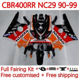 Kit carrosserie pour HONDA CBR400 RR NC29 CBR 400 RR CC NC23 400CC 88-99 Carrosserie 131No.0 CBR400RR 94 95 96 97 98 99 CBR 400RR 1994 1995 1996 1997 1998 1999 OEM Carénage Repsol Orange