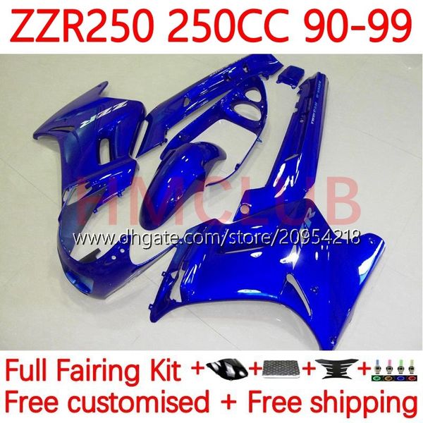 Kit de carrocería para KAWASAKI NINJA ZZR250 ZZR-250 90 91 92 93 94 95 96 97 98 99 Carrocería 16No.63 ZZR 250 CC 1990 1991 1992 1993 1994 1995 1996 1997 1998 1999 OEM Carenado y azul