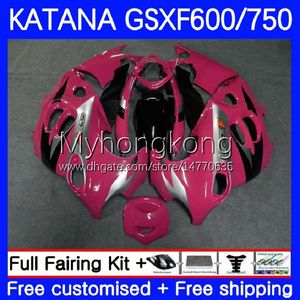 Kit de carrocería para SUZUKI KATANA GSXF750 GSXF 600 750 CC GSX600F 03 04 05 06 07 18No.61 600CC GSX750F GSXF-750 GSXF600 750CC Rosa negro 2003 2004 2005 2006 2007 Carenados OEM