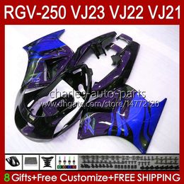 Body Kit voor Suzuki RGVT BLUE VLAMES BLK RGV 250 CC RGV250 SAPC VJ23 Cowling RGV-250CC CC RVG250 250CC 97 98 Carrosserie 107HC.178 RGVT-250 VJ 23 RGV-250 Panel 1997 1998 Verklei