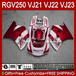 Kit carrosserie pour SUZUKI VJ21 RGV250 RGVT RGV 250CC 250 CC Carrosserie VJ-21 Panneau 21HC.145 RGV-250CC stock rouge perle RGV-250 RGVT-250 VJ 21 1988 1989 RGV250C SAPC 88 89 Carénage OEM