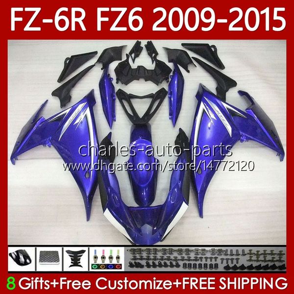 Kit de corps pour Yamaha FZ6n FZ6 FZ 6R 6N 6 R N 600 09-15 Carrosserie 103NO.37 FZ-6R Glossy Bleu FZ600 FZ6R 09 10 11 12 13 14 15 FZ-6N 2009 2010 2011 2012 2013 2015 2015 Catériel OEM 2015