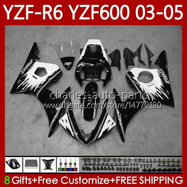 Kit de carrocería para YAMAHA YZF-R6 YZF600 Negro Gris YZF R6 600CC 2003-2005 Carenado 95No.235 YZF R 6 YZFR6 03 04 05 Carrocería YZF-600 600 CC 2003 2004 2005 Carenado de motocicleta