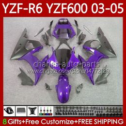 Kit carrosserie pour YAMAHA YZF-R6 YZF600 YZF R6 600CC 2003-2005 Cowling 95No.217 YZF R 6 YZFR6 03 04 05 Carrosserie YZF-600 600 CC 2003 2004 2005 Carénage moto nouveau violet
