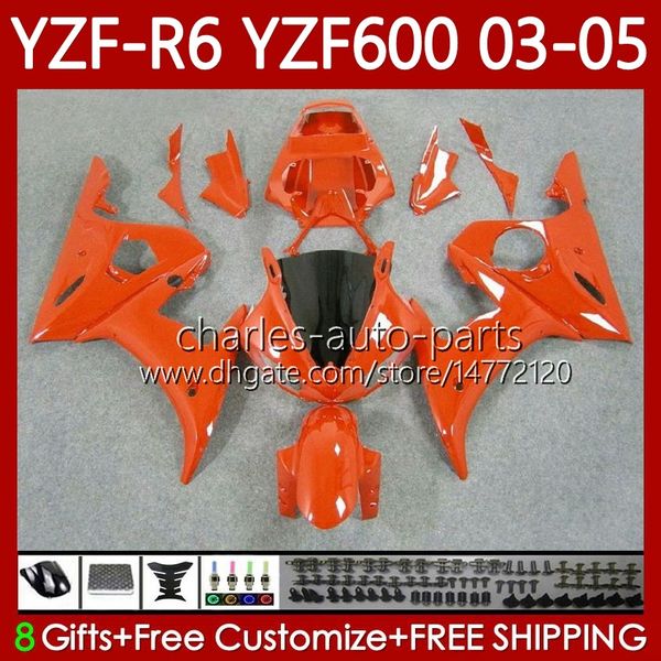 Kit de carrocería para YAMAHA YZF-R6 YZF600 YZF R6 600CC TODO Naranja 2003-2005 Carenado 95No.225 YZF R 6 YZFR6 03 04 05 Carrocería YZF-600 600 CC 2003 2004 2005 Carenado de motocicleta