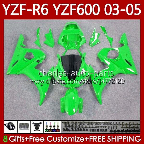 Kit de carrocería para YAMAHA YZF-R6 YZF600 YZF R6 600CC 2003-2005 Carenado 95No.221 YZF R 6 YZFR6 03 04 05 Carrocería YZF-600 600 CC Verde claro 2003 2004 2005 Carenado de motocicleta