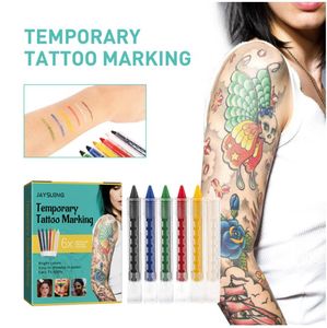 Body Mark Tijdelijke tattoo-markers voor huid, kleurenverzameling Flexibele borstel Tip 6-count pack van diverse kleuren, huidveilig