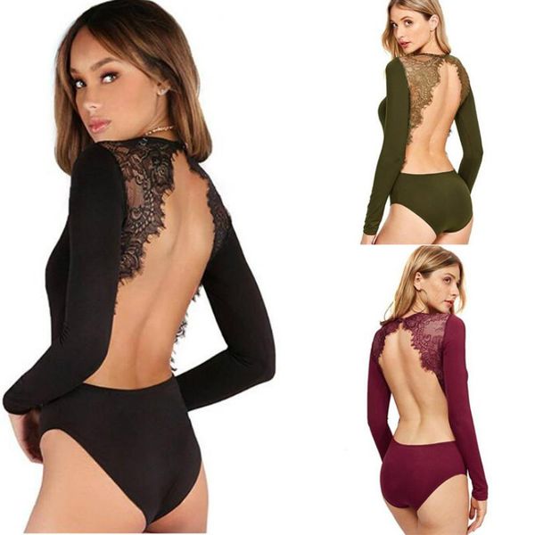 Corps mécanique vêtements Sexy dos nu dentelle body femmes maigre 2023 évider noir combinaison barboteuse Feminino salopette maille combishort