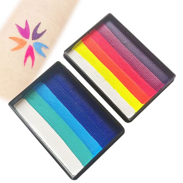 Pintura corporal, 10g, 30g, 50g, pintura facial personalizada, pastel de arcoíris colorido dividido, delineador de ojos activado por agua fluorescente, arte corporal 230807