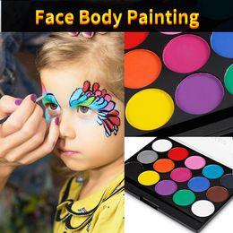 Body Paint 15 Colors Face Painting Kit Body Make-up Niet Giftige Waterverf Olie met Borstel voor Kerstmis Halloween Fancy Carnaval Levendig Feest 230807