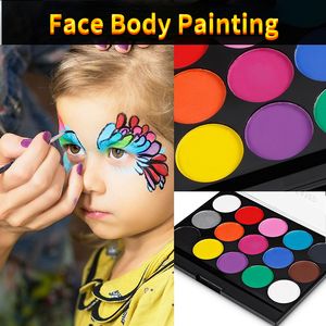 Body Paint 15Colors Kit de peinture pour le visage Maquillage pour le corps Huile de peinture à l'eau non toxique avec pinceau pour Noël Halloween Carnaval Fantaisie Vibrant Party 230826