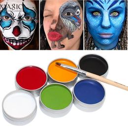 Pintura corporal 1 peça Halloween beleza Monocromática pintura a óleo maquiagem Rosto Flash Tatuagem Rosto Pintura a óleo Arte Maquiagem Pintura facial atacado 231109