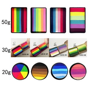 Body Paint 20g 30g 50g Schminken Make-up Schoonheid Aangepaste Water Geactiveerde Eyeliner Kleurrijke Rainbow Cake Split Fluorescerende Body Art 230807