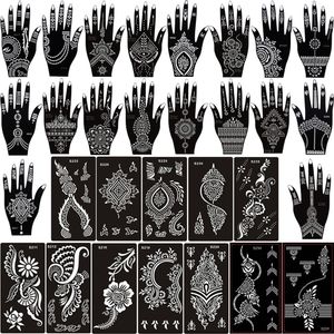 Body Paint 30 SheetsLot Indiase Arabische Henna Tattoo Kit Stencil Tijdelijke Sjabloon Bloem Stencils voor 230808