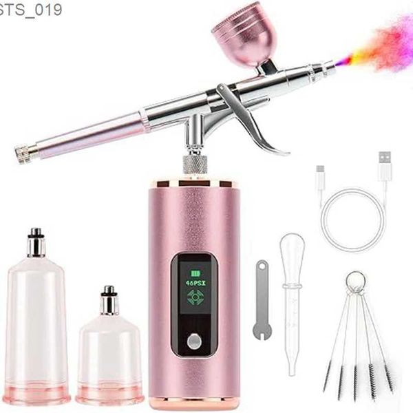 Juego de aerógrafo para pintura corporal, 46 PSI, con compresor, adecuado para pintura modelo, tatuaje, manicura, cosméticos