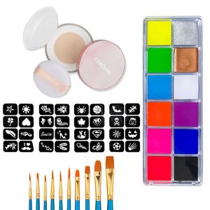 Body Paint 4 pièces Blacklight UV lueur peinture 12 couleurs fluorescentes néon huile visage corps peinture Palette poudre libre fête Cosplay maquillage cosmétiques 231012