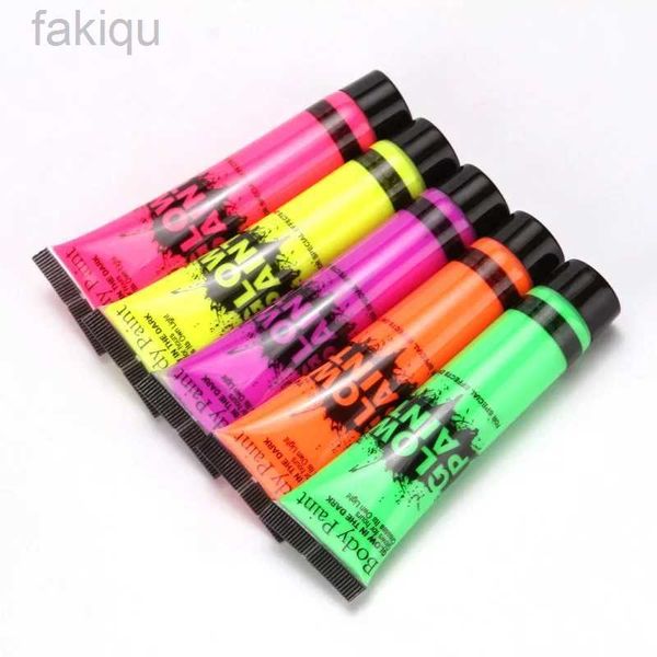 Peinture corporelle 5 pcs art corporel peinture néon festival de fête fluorescente Halloween Cosplap maquillage pour enfants peinture uv peinture d240424