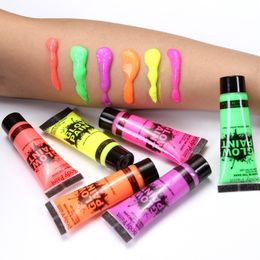 Body Paint 624pcs Body Art Paint Neon Fluorescent Party Halloween Maquillage Cosplay Maquillage Enfants Face Paint UV Glow Peinture Body Make Up 230807