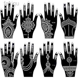 Peinture corporelle 8 feuilles India Henna Tattoo Pochic pour les femmes filles à main le doigt peinture corporelle temporaire