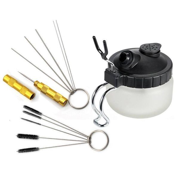 Kits de nettoyage pour aérographe de peinture corporelle Pot en verre avec support 5 Aiguilles Brosses 1 Aiguille de lavage Accessoires 230808