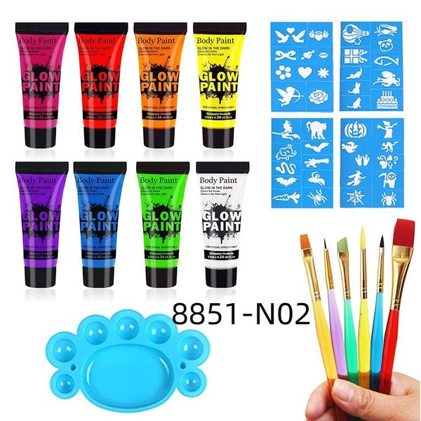 Body Paint Kit de peinture pour le corps et le visage Fluorescent Party Halloween maquillage des yeux fête enfants visage timide UV Glow Paint kit vente en gros cosplay maquillage 230926