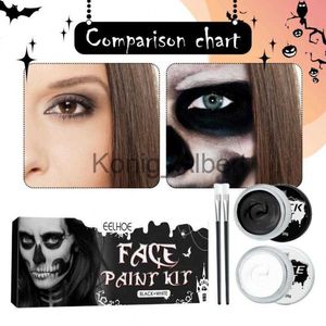 Body Paint Halloween Cosplay Black + White Face Painting Vampire Zombie Skull Face Makeup Paint Enviar dos pinceles 40g DIY Art Create Effects x0802