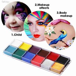 Paint corps Halloween Party Face Painting Kit 12 Couleur Face Makeup Paint Body Pigment Pigment saturé Palette de maquillage art D240424