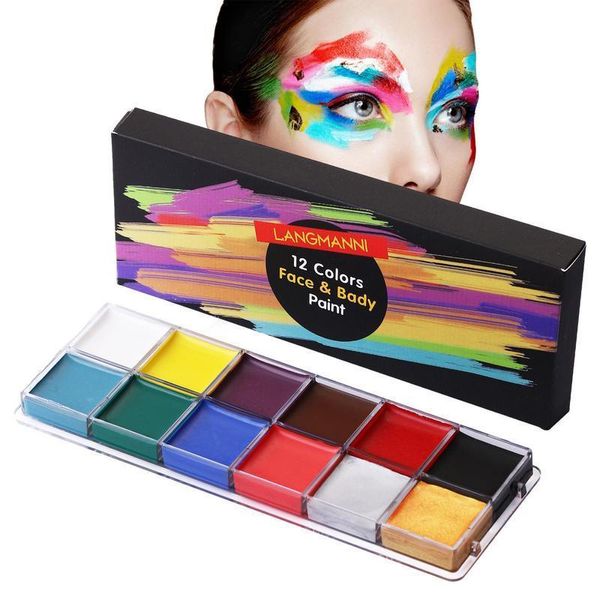 Peinture corporelle pour fête d'halloween, Kit de peinture pour le visage, 12 couleurs, maquillage pour le corps | Palette de maquillage professionnelle saturée de pigments, théâtre d'art 230826