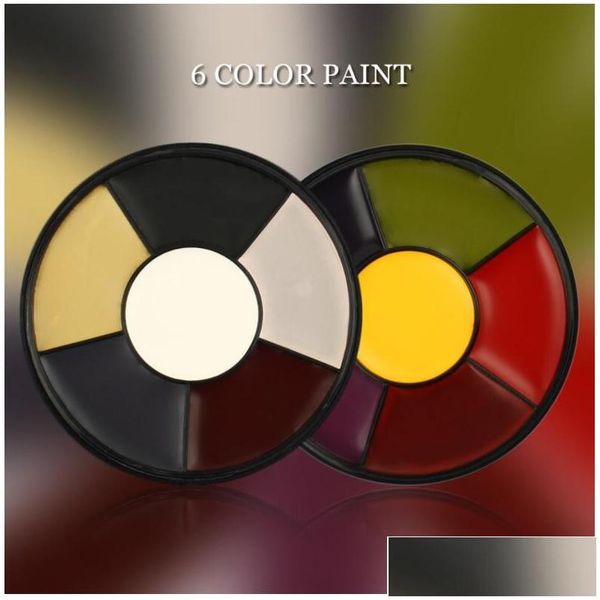 Peinture corporelle palette de maquillage d'huile de visage ismine professionnelle imperméable sans toxique halloween fx fête 6 couleurs de roue à base d'huile à base d'huile Cos Otvnf