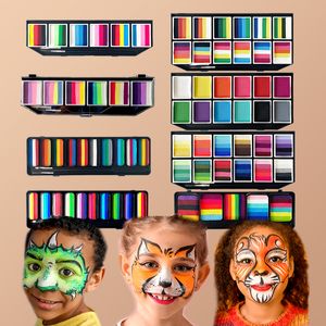 Body Paint Multicolor Kind Schminken Groothandel Kids Body Paint Tattoo Art Party Make-up Beauty Paint Palette Met Borstel Kit 230703