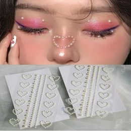 Body Paint Music Party Festival Simulate Pearl Heart DIY Eyes Face Bijoux Maquillage 3D Art Nail Assories ACCESSOIRES CORPS ART Stickers D240424