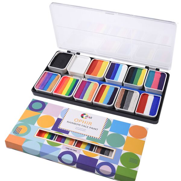 Pintura corporal OPHIR Rainbow Face Paint Serie multicolor Pintura corporal temporal Arte 144g5.14oz Maquillaje para niños Pintura Pigmento RT012 230826