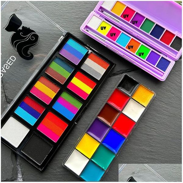 Body Paint Tattoo Art Palette Makeup Mticolor Face Painting Kit Christmas Halloween Gift Vitality Party Enfant SAFE SAFE non toxic Flash D Dhyqp