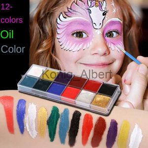 Pintura corporal al por mayor 12 colores pintura corporal maquillaje facial pintura al óleo de Halloween Safe Kids Flash Tattoo Painting Art Fancy Dress Beauty Palette x0802