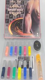 Body Painting Art Tattoo Deluxe Kit glitter tattoo kit Tattoo condenserende vloeibare lijm 12 kleuren TCLG125363080