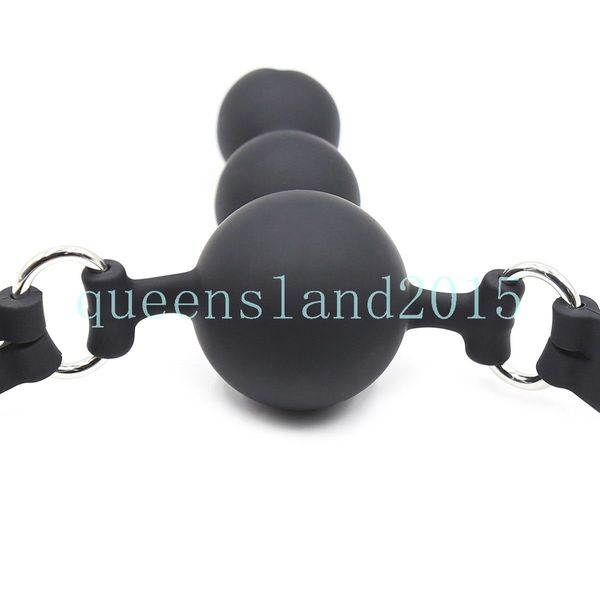 Bondage Body Safe Silicone Mouth Gag Bead Réglable Ceinture En Cuir Sangle Couple Jeu Fun # R45