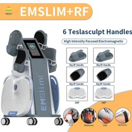 Tecnología para esculpir el cuerpo Adelgazante 4 manijas Emslim Reduce la grasa RF Estiramiento de la piel con almohadillas de tratamiento de relajación del piso pélvico opcionales