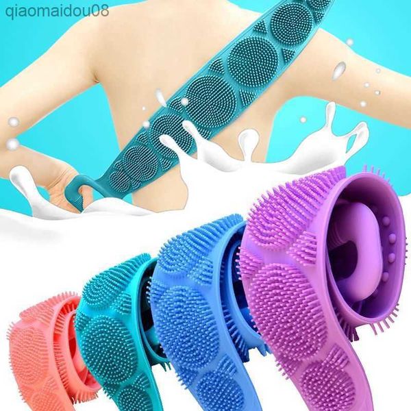 Éponge pour le corps Brosses en silicone Serviettes de bain Épurateur pour le corps Frotter le dos Peeling Massage Douche Épurateur étendu Brosses propres pour la peau L230704