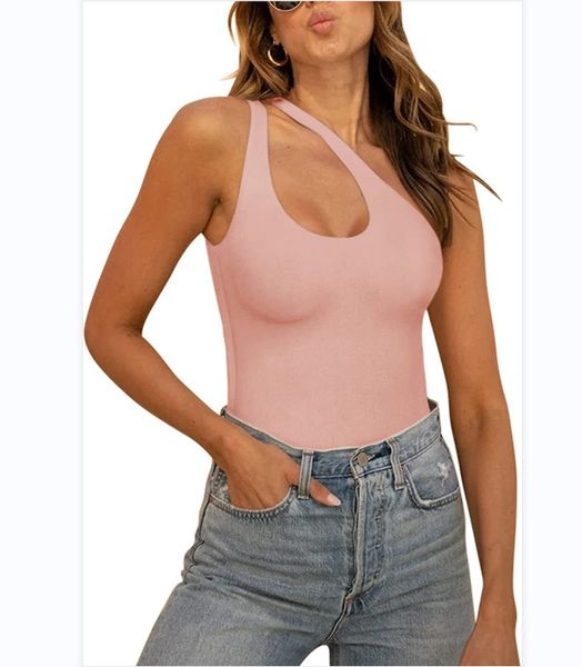 combinaison de corps Sexy Body Femmes Barboteuses Bodycon Jumpsuit Femmes Sexy Une Épaule Découpe Devant Dos Nu Sans Manches Débardeur Bodys vêtements de créateurs pour femmes