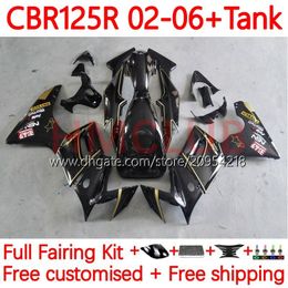 Cuerpo +cubierta del tanque para Honda CBR-125R 125CC CBR125RR CBR 125 R CC 02-06 Bodywork 123No.17 CBR-125 CBR125R 02 03 04 05 06 CBR 125R 2002 2003 2005 2005 CARRA GOLAR NEGRO GOLADO