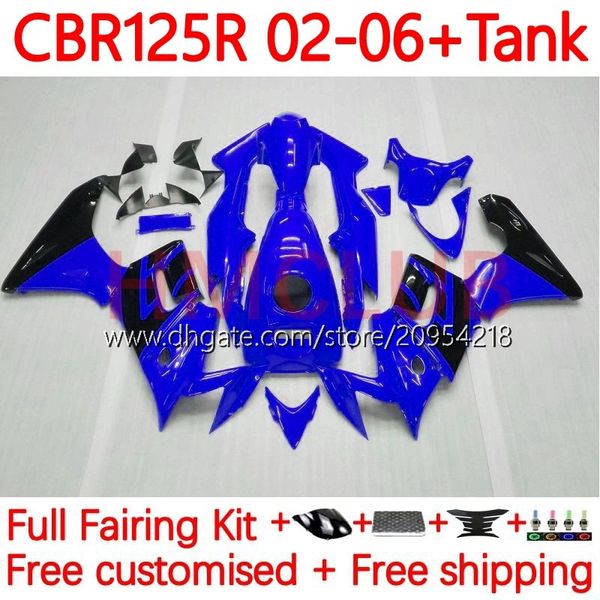 Cuerpo + cubierta del tanque para HONDA CBR-125R 125CC CBR125RR CBR 125 R CC 02-06 Carrocería 123No.14 CBR-125 CBR125R 02 03 04 05 06 CBR 125R 2002 2003 2004 2005 2006 Carenado azul brillante