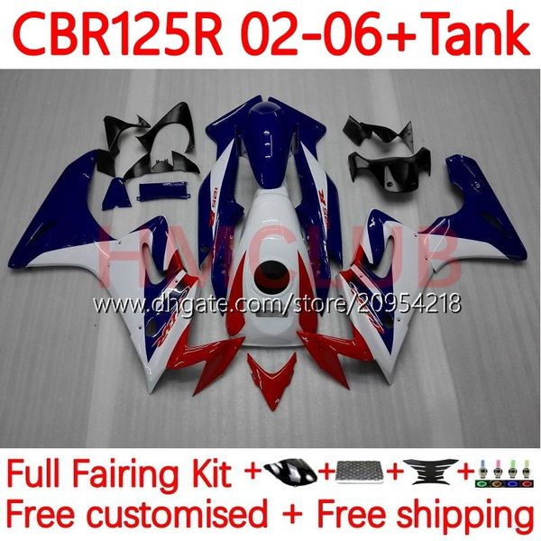 Cuerpo + tapa del tanque Para HONDA CBR-125R 125CC CBR125RR CBR 125 R CC 02-06 Carrocería 123No.9 CBR-125 CBR125R 02 03 04 05 06 CBR 125R 2002 2003 2004 2005 2006 Carenado blanco rojo