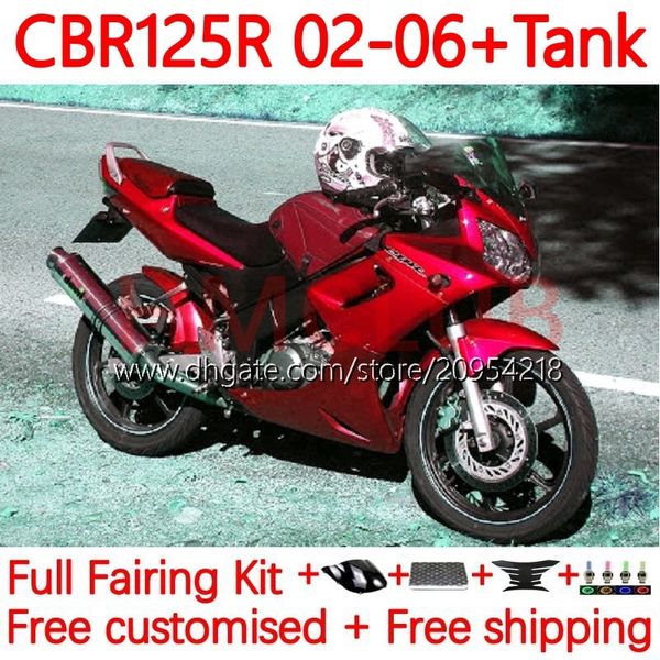 Cuerpo + tapa del tanque Para HONDA CBR-125R 125CC CBR125RR CBR 125 R CC 02-06 Carrocería 123No.167 CBR-125 CBR125R 02 03 04 05 06 CBR 125R 2002 2003 2004 2005 2006 Carenado todo rojo