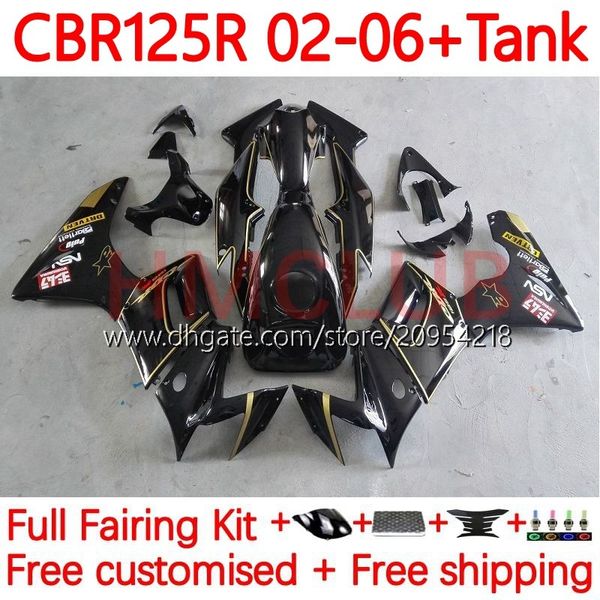 Cuerpo + tapa del tanque Para HONDA CBR-125R 125CC CBR125RR CBR 125 R CC 02-06 Carrocería 123No.17 CBR-125 CBR125R 02 03 04 05 06 CBR 125R 2002 2003 2004 2005 2006 Carenado negro dorado