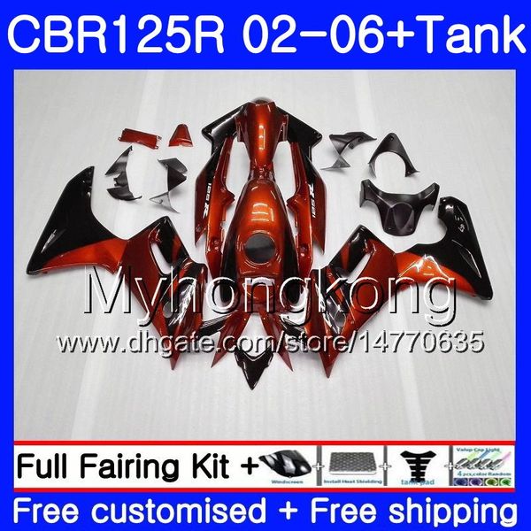 Cuerpo + tanque para HONDA CBR-125R CBR125R 2002 2003 2004 2005 2006 272HM.35 CBR 125CC 125 R 125R CBR125RR 02 03 04 05 06 Carenados naranja oscuro