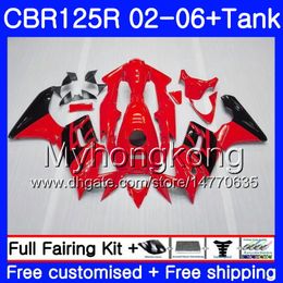 Body + tank voor HONDA CBR-125R CBR125R Glanzend rood Hot 2002 2003 2004 2005 2006 272HM.43 CBR 125CC 125 R 125R CBR125RR 02 03 04 05 06 Valerijen