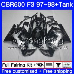 Cuerpo + tanque para HONDA CBR 600 FS F3 CBR600RR CBR 600F3 97 98 290HM.15 CBR600 F3 97 98 CBR600FS CBR600F3 1997 1998 nuevo Silvery flames Carenados